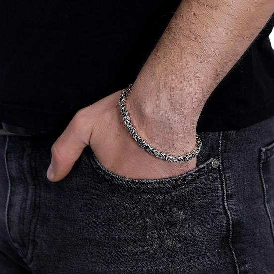 Oksitlenmiş Gümüş Kral Bileklik